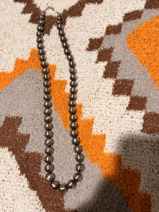 12mm German silver pearls native strung 24”