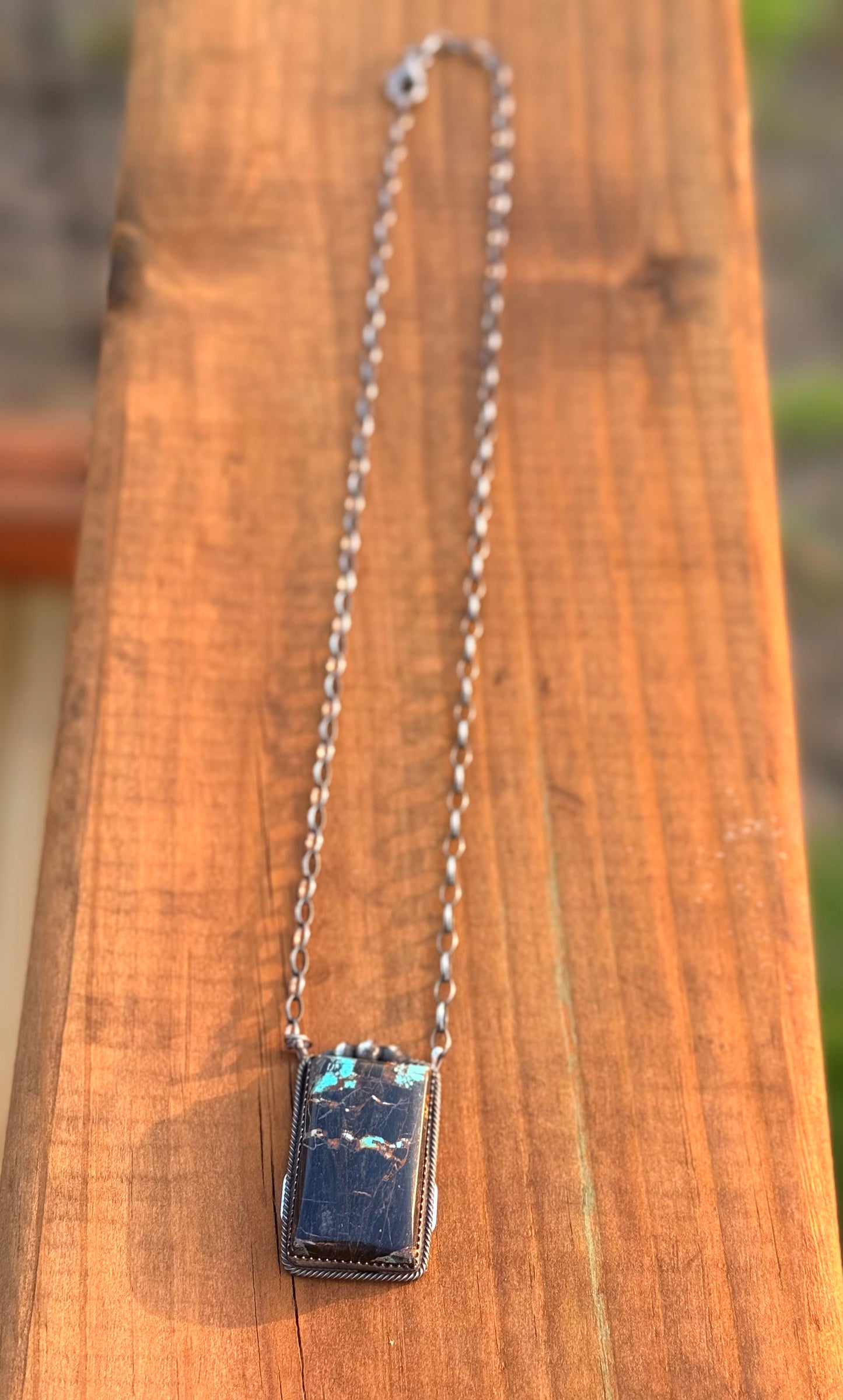 Black jack turquoise necklace native - Tia Long