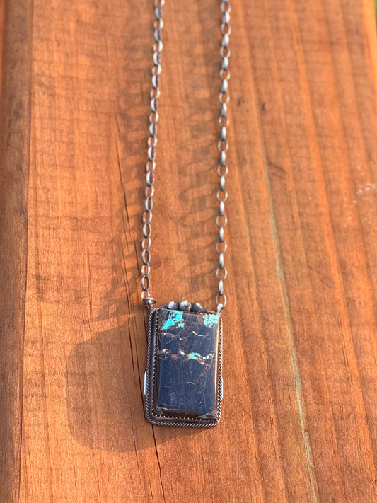 Black jack turquoise necklace native - Tia Long